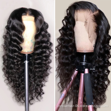 Cheap Human Hair Wigs For Black Women Brazilian Virgin Cuticle Aligned Human Hair 13x4 Lace Front Wig Loose Wave Hot Sale
